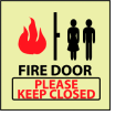 Glow Sign Rigid Plastic - Fire Door Please Keep Closed