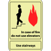 Glow Sign Rigid Plastic - 10X7 In Case Of Fire Do Not Use Elevator