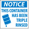 Hazardous Waste Paper Labels - Notice This Container Has Been Triple Rinsed