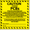 Hazardous Waste Vinyl Labels - Caution Contains PCB's