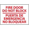 Bilingual Fire Sign - Fire Door Do Not Block Puerta De Emergencia No Bloquear