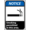 Notice Sign 10x7 Vinyl - Smoking Permitted In This Area