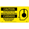 Bilingual Plastic Sign - Caution Ear Protection Required In This Area
