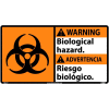 Bilingual Vinyl Sign - Warning Biological Hazard