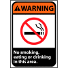 Warning Sign 14x10 Rigid Plastic - No Smoking, Eating Or Drinking