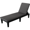 DUKAP® Oslo Chaise longue inclinable noir avec coussins gris