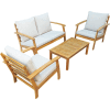 DUKAP® Truwood FSC Wood 4 pièces Ensemble de patio avec coussins beiges