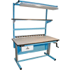 Global Industrial™ banc-dans-une-boîte atelier ergonomique, haut stratifié ESD, 72"Wx30"D, bleu