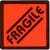 Étiquette d’expédition fragile -  Sur papier Fluorescent rouge - 2 625 "X 2,625" - Bilingue
