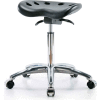 Interion® tabouret tracteur en polyuréthane avec inclinaison de siège - Base noire w/ Chrome