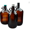 Qorpak® 128oz Amber Jug w/38-400 Black Phenolic w/Pulp/Vinyl Cap, 6PK