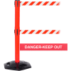 WeatherMaster Twin Red Post Retracting Belt Barrier, ADA Compliant, 11 Ft. Red Danger Belt
