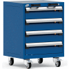 Rousseau Metal® R5BCD-2801KD-055 Armoire mobile modulaire robuste, 4 tiroirs, bleu avalanche