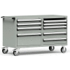 Cabinet de tiroir modulaire Mobile robuste à Double tiroir Rousseau 8 - 48" Wx27 « Dx37-1/2 » H gris clair