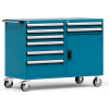 Cabinet de tiroir modulaire Mobile robuste à Double tiroir Rousseau 8 - 60" Wx27 « Dx45-1/2 » H Everest bleu