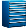 Armoire modulaire robuste Rousseau Metal®, 8 tiroirs, 36"L x 18"P x 46"H, Bleu Avalanche