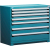 Cabinet de tiroir de stockage modulaire de Rousseau 48 x 24 x 40, 7 tiroirs (4 tailles) w/o diviseur, w/Lock, bleu