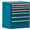 Cabinet de tiroir de stockage modulaire de Rousseau 36 x 24 x 40, 7 tiroirs (4 tailles) w/o diviseur, w/Lock, bleu