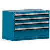 Cabinet de tiroir de stockage modulaire de Rousseau 48 x 24 x 32, 4 tiroirs (3 tailles) w/o diviseur, w/Lock, bleu