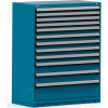 Cabinet de tiroir de stockage modulaire de Rousseau 48 x 24 x 60, 12 tiroirs (4 tailles) w/o diviseur, w/Lock, bleu
