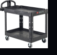 Chariot utilitaire Rubbermaid® Brute Heavy Duty à poignée ergonomique, étagère à lèvres, noir