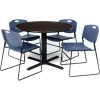 Regency 42" Round Table & Chair Set W/Wide Plastic Chairs, Walnut