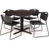 Regency 36" Square Table & Chair Set W/Wide Plastic Chairs, Mocha Walnut Table/Black Chairs