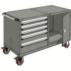 Cabinet de tiroir modulaire Mobile robuste à Double tiroir Rousseau 5 - 48" Wx27 « Dx37-1/2 » H gris clair