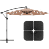 AZ Patio Heaters Offset Cantilever Umbrella w / LED Lights & Base Set (4pc), 9-7/8'W, Tan