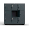 Casier numérique StrongHold® 3-Tier 9 portes avec serrure d’entrée sans clé, 72 « Lx24"Dx75"H, gris, assemblé