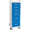 TrippNT™ Chariot médical à verrouillage haut de 6 tiroirs, Bleu global, 16 « L x 19 " P x 47 " H
