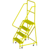 Tri Arc Serrated 24"W 4 Step Steel Rolling Ladder, 10"D Top Step - KDSR104242-Y