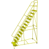 Tri Arc Serrated 24"W 13 Step Steel Rolling Ladder, 10"D Top Step - KDSR113242-Y