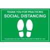Marcher sur panneau sol - MERCI POUR PRACTICING SOCIAL DISTANCING, 12" x 18", Vert