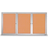 United Visual Products 96"W x 48"H 3-Door Outdoor Enclosed Corkboard with Satin Aluminum Frame