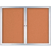 United Visual Products 42"W x 32"H 2-Door Indoor Enclosed Corkboard with Radius Frame