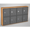 United Visual Products 2-Tier 8 Door Locker avec serrure à clé, 24 » L x 4 » P x 13-1/2"H, chêne/gris, assemblé