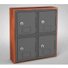 United Visual Products 2-Tier 4 Door Locker avec serrure à clé, 12"Lx4"Dx13-1/2"H, cerise/gris, assemblé