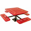 46" Single Pedestal Square Table, Surface Mount, Perforated 78"W x 78"D - Red