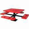 46" Single Pedestal Square Table, Surface Mount, Expanded Metal 78"W x 78"D - Red