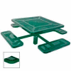46" Single Pedestal Square Table, Inground, Perforated 78"W x 78"D - Green