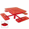 46" Single Pedestal Square Table, Inground, Perforated 78"W x 78"D - Red