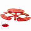 46" Single Pedestal Round Table, Inground, Perforated 78"W x 78"D - Red