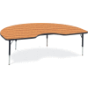 Virco® 48KID72LO Activity Table w/ Short Adj. Legs, 48" x 72" Kidney, Black Frame/Oak Top