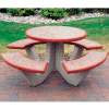 Wausau Tile 66" Concrete Round Picnic Table, Brick Red w/Sand Legs