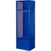 Casier à engrenages Hallowell® avec tablette supérieure et coffre à pieds, 24 po L x 18 po P x 72 po H, bleu, entièrement soudé