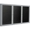 Ghent Enclosed Letter Board - Outdoor / Indoor - 3 Door - Black Flannel w/Silver Frame - 48" x 96"