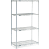 Nexel® Poly-Z-Brite®, 4 Tier, Wire Shelving Starter Unit, 36"W x 18"D x 63"H