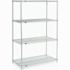 Nexel® Stainless Steel, 4 Tier, Wire Shelving Starter Unit, 48"W x 24"D x 74"H