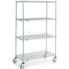 Nexel® Chrome Wire Shelf Truck w/Brakes, 1200 lb. Capacity, 48"L x 24"W x 80"H